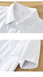 Mens Button Up Shirt Short Sleeve Pure Cotton Turn-down Collar Casual Shirts Male Solid Regular Summer New Korean Clothes