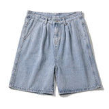 Wide Leg Baggy Denim Shorts Men Summer Thin Solid Color Casual Loose Simple Knee-length Five-point Pants Male Jeans Shorts