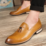 pointed Leather Brand Luxury Men Casual Driving Designer Brown Black Loafers Mens Moccasins Italian Wedding Dress Shoes tassel