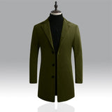 10 Color Fall / Winter Men Slim Fit Trench Outwear Fashion Woolen Blended Medium Long Trenchs Men Business Casual Coats