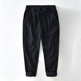 Cotton Linen Pants for Men Solid Color Casual Fashion Trousers Male Elastic Waist Straight Pants Plus Size 4XL