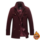 Men's Wool Jacket Winter Autumn Mens Long Windproof Wool Coat Casual Thick Slim Fit Jacket Male Overcoat