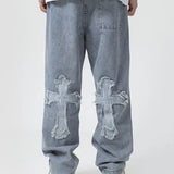 Men Streetwear Baggy Jeans Trousers Cross Hip Hop Mens Loose Jeans Pants Women Oversized Boyfriend Jeans Denim Jeans