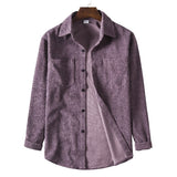 New Men's Solid Color Corduroy Long Sleeve Fashion Casual Shirt
