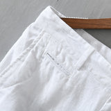 Pure Linen Shorts for Men Summer New Fashion Solid White Loose Holiday Shorts Man Casual Plus Size Button Fly Short Pants