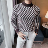 Brand Clothing Men Autumn Winter High Quality Knitting Sweater/Male Slim Fit Plaid Fashion Pullover Men's Casual Knit Shirt