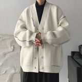 Winter Niche Design V-neck Sweater Cardigan Rajut Korea Coats Men Loose Casual Simple Solid Color Japanese Sweater Cardigan
