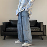 Blue White Black Baggy Jeans Men Fashion Casual Wide Leg Jeans Men Streetwear Loose Hip Hop Straight Denim Pants Mens Trousers