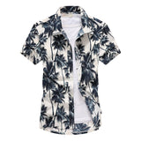 Summer Breathable Hawaiian Shirts Men Coconut Tree Printed Short Sleeve Button Down Vacation Chemise Homme Plus Size 3XL 4XL 5XL