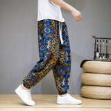 Chinese Style Man Pants Spring Summer Thin Breathable Cotton Linen Pants Men Harem Pants Printed Casual Pants Loose Pants Men