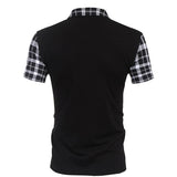 Summer New Men's Casual Stritching Short Sleeve Polo Shirt Business Clothes Luxury Tee Male Fashion Grid Zipper Polos Tops Men