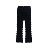 American style black erosion damaged rough high street jeans men's ins hip-hop fashion vintage skinny pants  streetwear