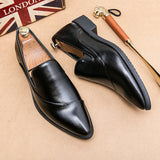 Men Loafers Leather Shoes Formal Elegant Dress Shoe Simple Slip On Man Casual Footwear Original Pointed Boos Moccasins