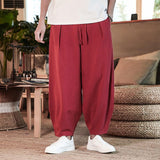 Loose Men's Cotton Linen Pants Summer Solid Color Breathable Linen Trousers Male Casual Elastic Waist Fitness Pants Plus Size