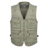 New Summer Mens Casual Sleeveless Vest Men Multi Pocket Cotton Waistcoat Cargo Vest Military Sleeveless Jacket Coat Plus Size