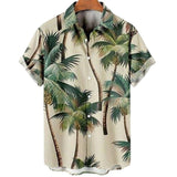 Hawaiian Beach Style Men's Short Sleeve Shirt 3D Printed Vintage Stripe Color Block Fashion Creative Loose Breathable