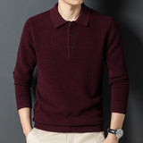 Cashmere sweater men's Polo neck 100% pure wool sweater solid color sweater backing sweater