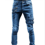 Straight Jeans Men Punk Skinny Denim Pants Spring Summer Boyfriend Jeans Streetwear Zipper Slim Fit Black Goth Trousers