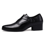 5CM/7CM Taller Men Heel Shoe Pointed Toe Man Business Dress Shoes Buckle Mens Office Oxfords Height Increasing Size 38-44