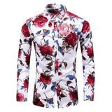 Hot Sale  Fashion Flower Printed Men's Shirt Casual Plus Size Long Sleeve Shirts Male Slim Fit Mens Office Shirt M-7XL