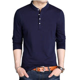 Spring Men's Long Sleeve T Shirts Half Buttons Stand Collar Cotton Pullovers Solid Casual Tops Comfy Korea Tide Slim Thin Tees