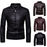 Faux Leather Men's Jacket: Slim Fit and Perfect for Spring and Autumn，Motorcycle Clothes，Affordable, High Quality, Match