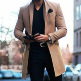 Brand New Men's Coat British Mid-Length Men Long-Sleeve Woolen Coat Casual Business Man Windbreak Woolen Coats Outwear