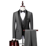 Men Business Casual Wedding Party Three Pieces Jacket Trousers Waistcoat Set Male Blazer Coat Pants Vest Fashion Slim Fit Suits