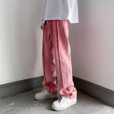 White Black Pink Jeans Men Fashion Casual Baggy Straight Jeans Men Streetwear Loose Hip Hop Denim Pants Mens Trousers M-2XL