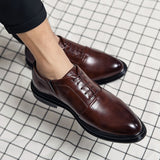 Business Formal Leather Shoes Men Autumn Men Shoes Low-top Solid Wedding Shoes Color Fashion Oxford Pointed Office Shoes