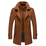 Men's Wool Jacket Winter Autumn Mens Long Windproof Wool Coat Casual Thick Slim Fit Jacket Male Overcoat