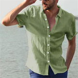 Summer Solid Color Shirt For Mens Hawaiian Blouse Casual Fashion Short Sleeve Tops Loose Oversized Tee Shirt Men Clothing