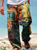 Summer Men Baggy Pants Casual Printed Design Wide Leg Trousers Retro Vintage Beach Hawaiian Plus Size Loose Pants Man Streetwear