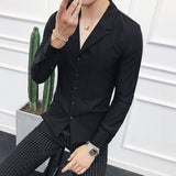 Brand Clothing Men High Quality Spring Long-Sleeved Shirts/Male V-neck Slim Fit Casual Business Shirts Plus Size S-4XL