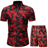 Men Clothing Set  Two Piece Set Summer Beach Wear Floral Print Casual Shirt and Shorts Set Hawaiian Shirt Holiday Clothes