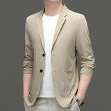 Men's Suit Jacket Summer Ultra-Thin Breathable High Elastic Lightweight Ice Silk Sun Protection Casual Suit Jacket Men