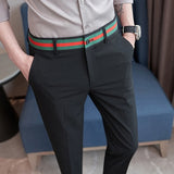 Men Boutique Slim Suits Pants Male Formal Wear Fit Trousers Men British Style Decoration Business Casual Suit Pants 28-36