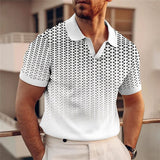 Men's Polo Shirt Golf Shirt Graphic Prints Geometry V Neck White Blue Brown Green Khaki Outdoor Street Short Sleeves Print Clothing Apparel Sports Fashion Streetwear Designer