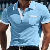 Men's Button Up Polos Golf Shirt Casual Holiday Lapel Short Sleeve Fashion Basic Plain Classic Summer Regular Fit White Red Dark Blue Light Blue Grey Button Up Polos