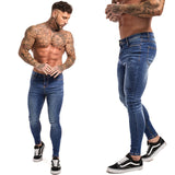 Jeans Men Elastic Waist Skinny Jeans Men Stretch Ripped Pants Streetwear Mens Denim Jeans Blue