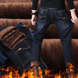 Men Fashion Winter Jeans Men Slim Fit Stretch Thick Velvet Pants Warm Jeans Casual baggy jeans Trousers Male men clothing jeans