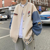 Oversized bomber jacket men's coat Korean fashion spring hip-hop loose bf sports jacket preppy style casual baseball uniform